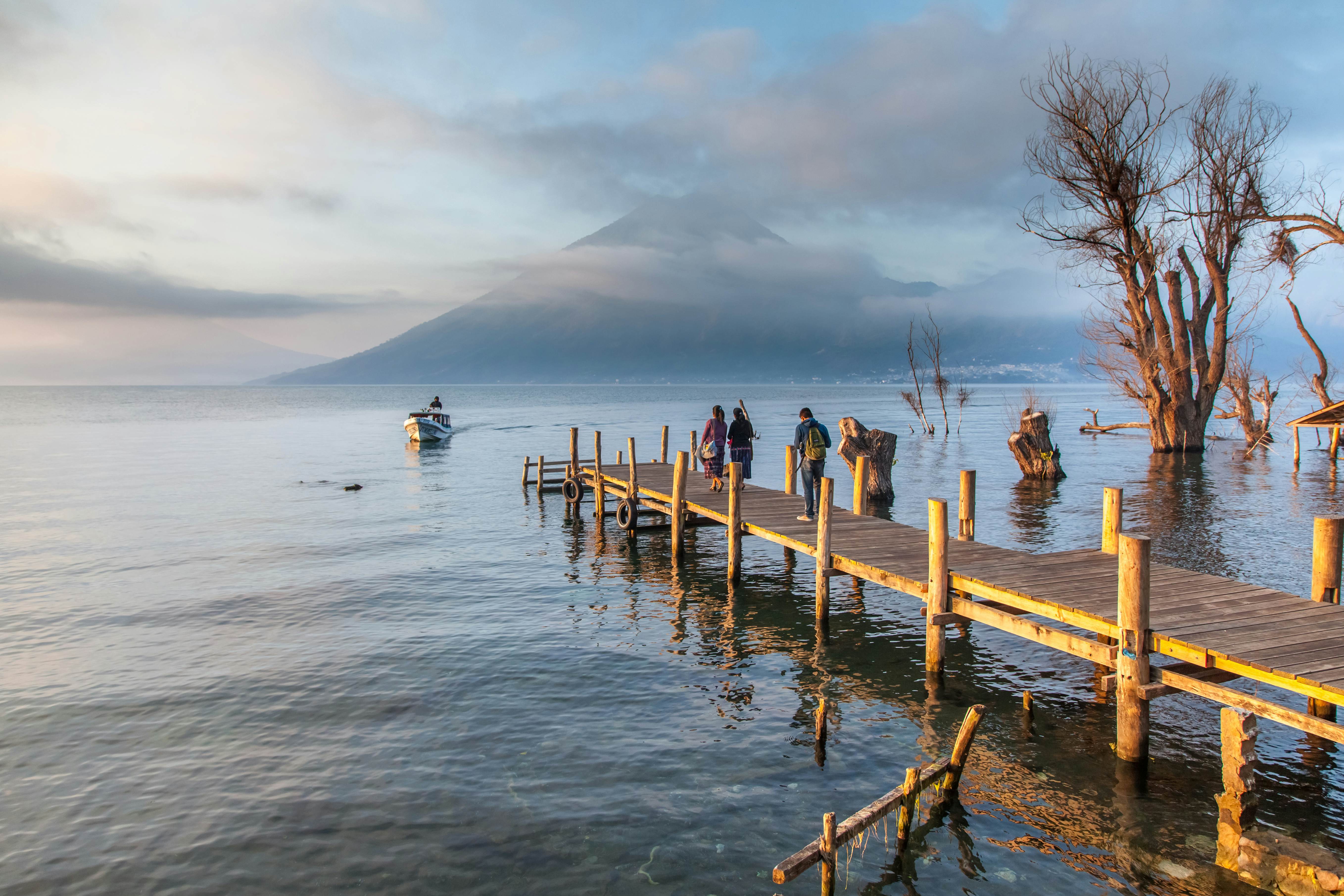 The sun rises in San Marcos on Lake Atitlan.